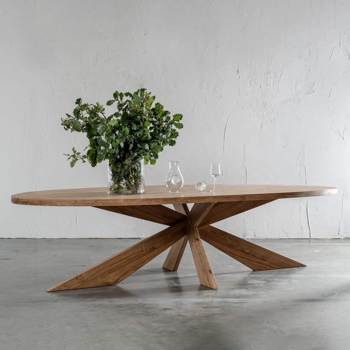 ASKIM OVAL SOLID TOP TEAK INDOOR DINING TABLE  |  3.0M