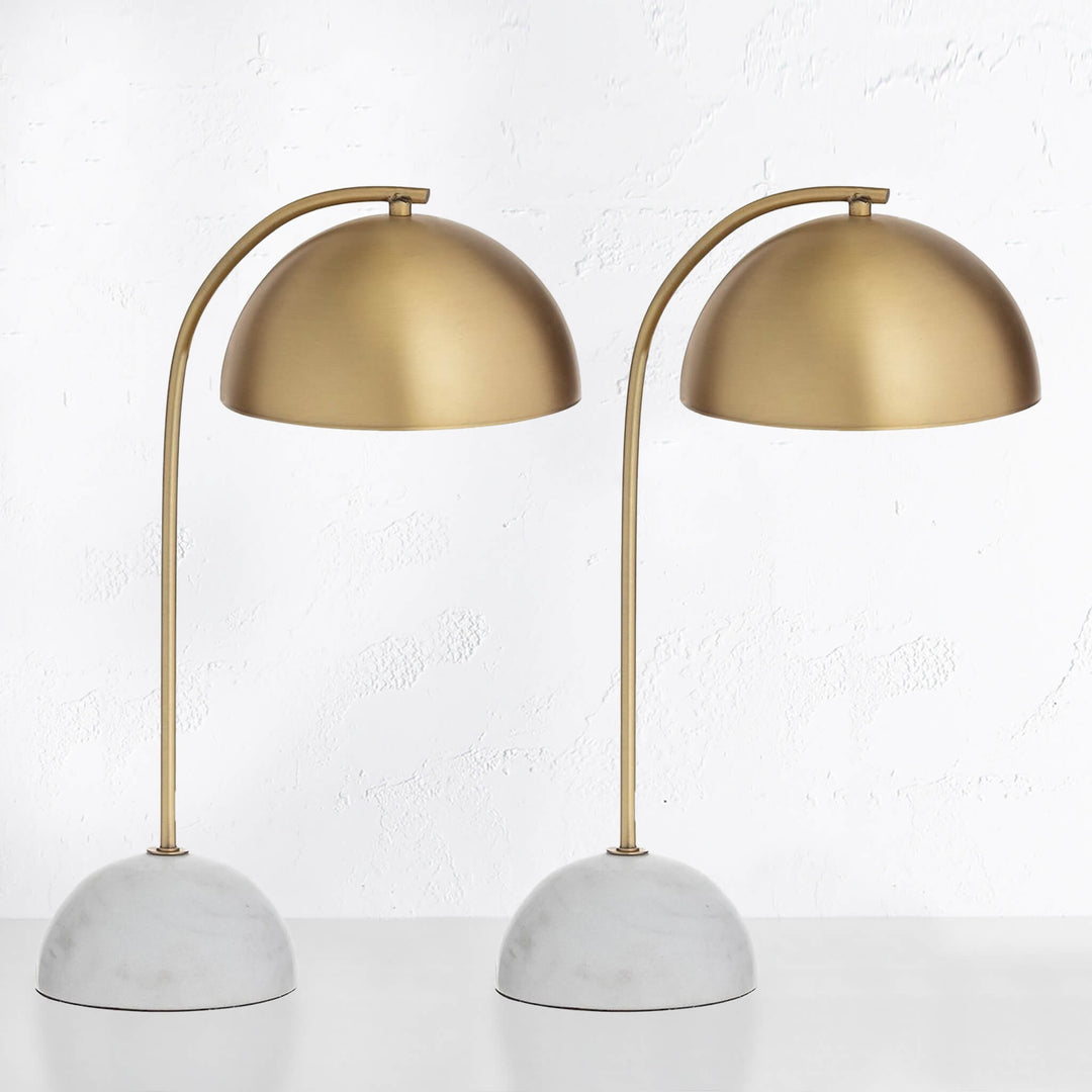 ATTICUS TABLE LAMP BUNDLE x2  |  BRASS + WHITE MARBLE