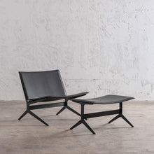 ATTRICI ARM CHAIR + FOOT REST   |  NOIR BLACK RECYCLED LEATHER UNSTYLED