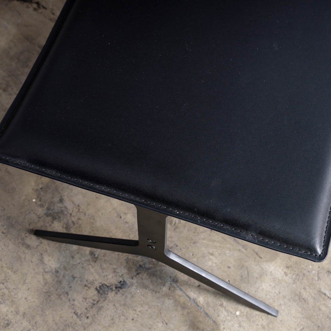 FINAL 60% SALE  |  ATTRICI ARM CHAIR + FOOT REST   |  NOIR BLACK RECYCLED LEATHER