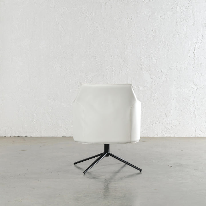 BOLINA MID CENTURY VEGAN LEATHER SWIVEL ARM CHAIR  |  LIMED WHITE