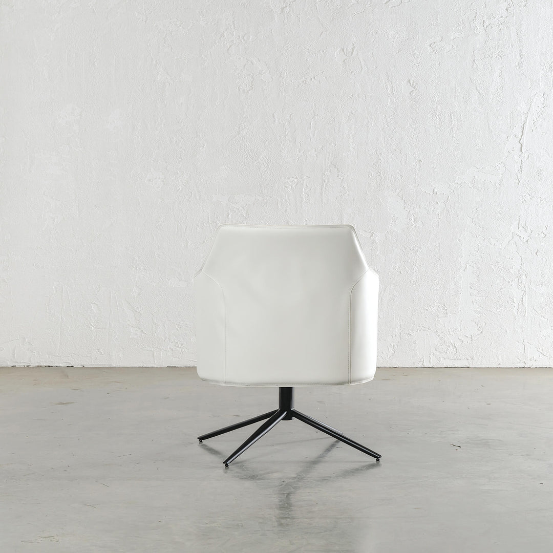 BOLINA MID CENTURY VEGAN LEATHER SWIVEL ARM CHAIR  |  LIMED WHITE