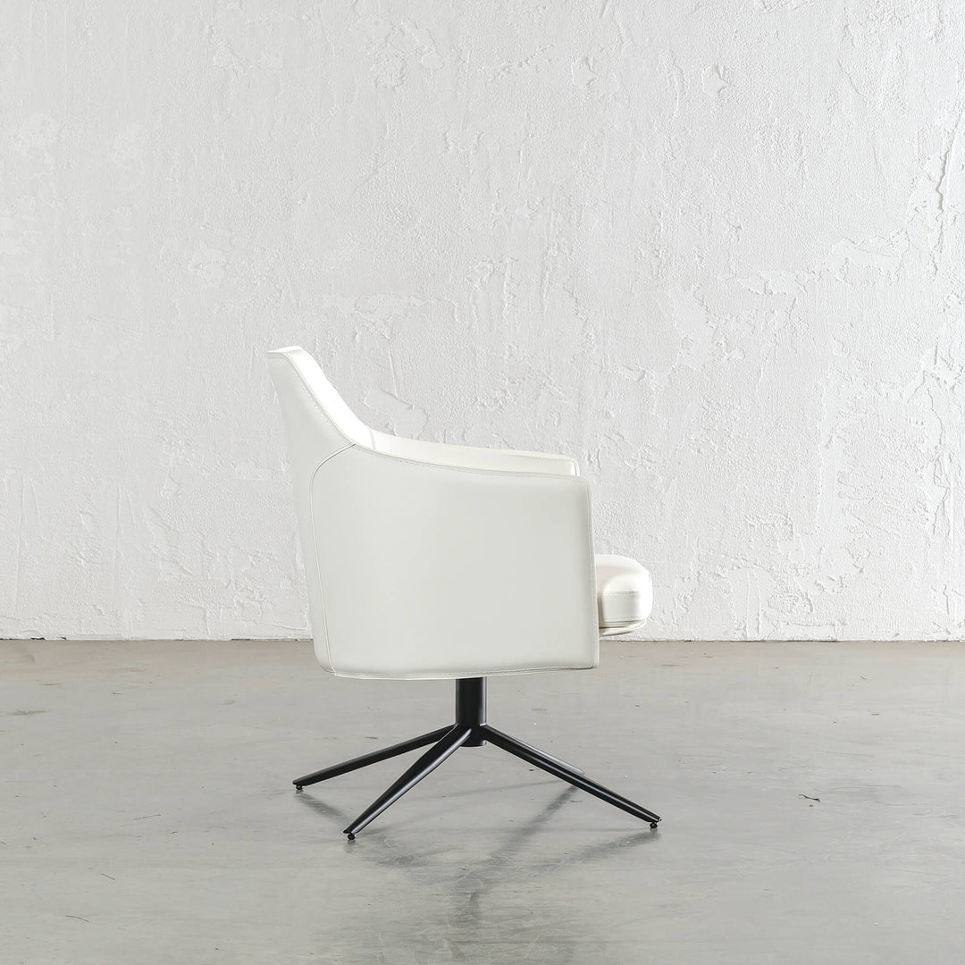 BOLINA MID CENTURY VEGAN LEATHER SWIVEL ARMCHAIR  |  SAVE 20% ON BUNDLE OF 2  |  LIMED WHITE