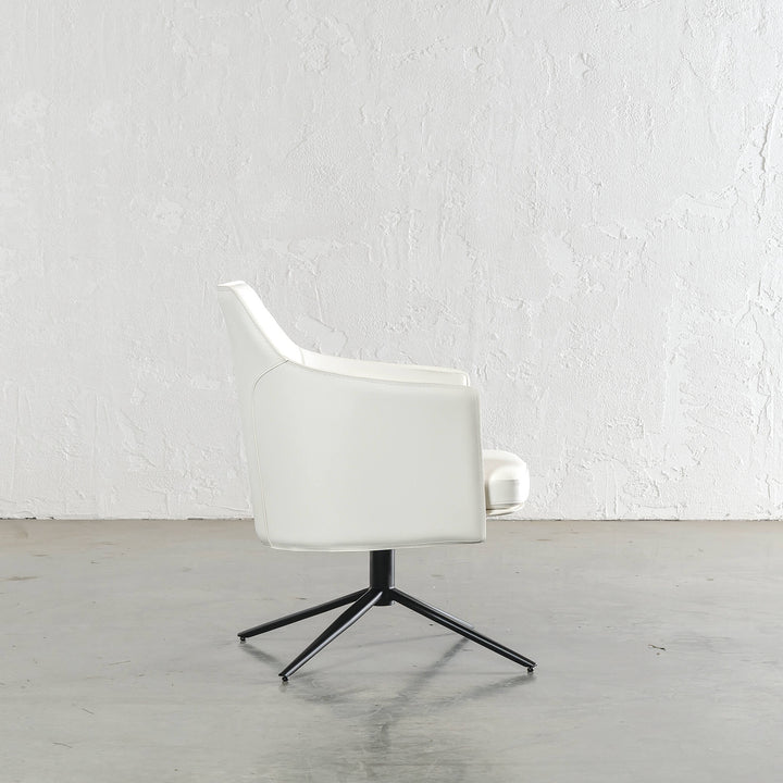 40% LTD SALE  |  BOLINA MID CENTURY VEGAN LEATHER SWIVEL ARMCHAIR  |  LIMED WHITE