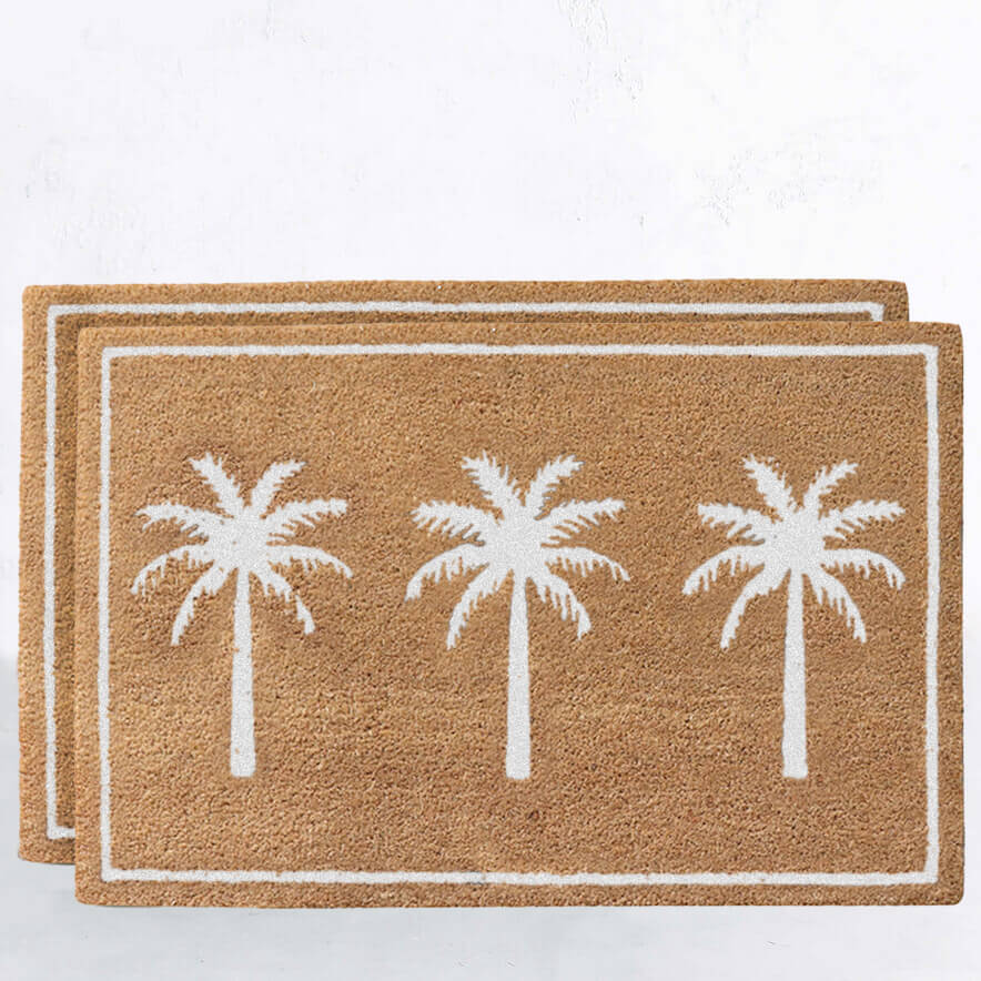 BAHAMAS PALM WHITE DOORMAT BUNDLE x2  |  90CM X 60CM