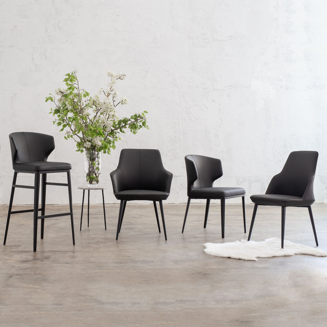 ANDERS BAR CHAIR  |  FAUX LEATHER  |  NOIR BLACK BAR STOOL