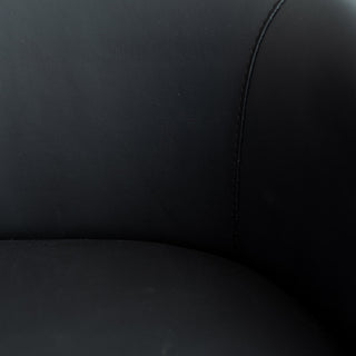 BOLINA MID CENTURY VEGAN LEATHER SWIVEL ARM CHAIR  |  NOIR BLACK |  LEATHER OFFICE CHAIR