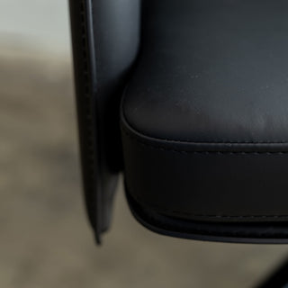 BOLINA MID CENTURY VEGAN LEATHER SWIVEL ARM CHAIR  |  NOIR BLACK |  LEATHER OFFICE CHAIR