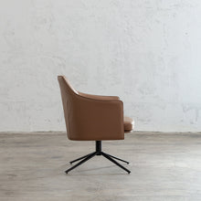 BOLINA MID CENTURY VEGAN LEATHER SWIVEL ARM CHAIR  |  SADDLE TAN  |  LEATHER OFFICE CHAIR