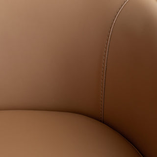 BOLINA MID CENTURY VEGAN LEATHER SWIVEL ARM CHAIR  |  SADDLE TAN  |  LEATHER OFFICE CHAIR