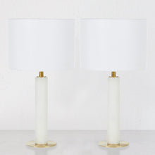 ALDORA MARBLE TABLE LAMP WITH WHITE SHADE BUNDLE  |  SET OF 2  |  WHITE + GOLD
