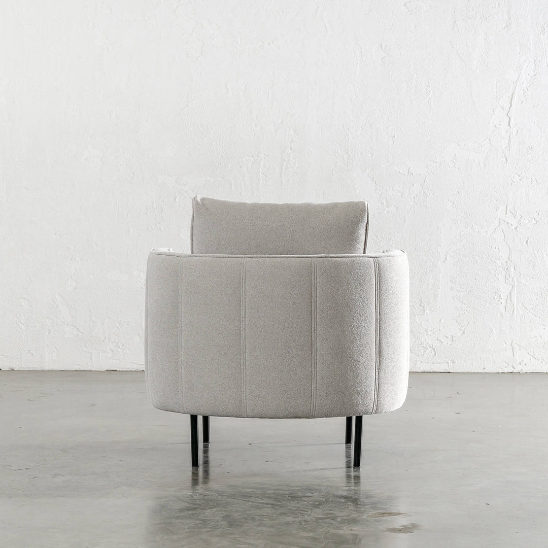 PRE ORDER  |  CARSON MODERNA CURVED RIBBED CHAIR  |  BOUCLE TERRACE DOVE