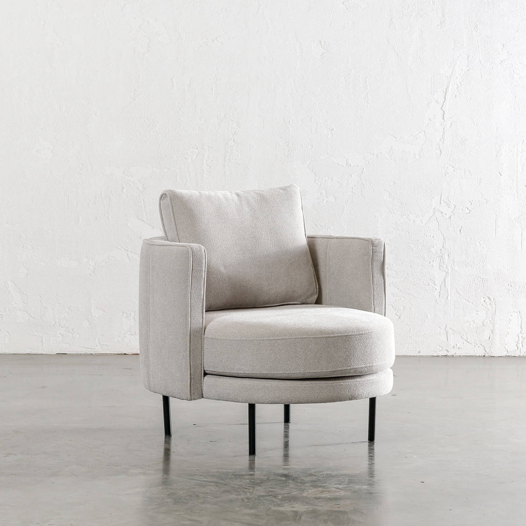 CARSON MODERNA CURVED RIBBED CHAIR  |  BOUCLE TERRACE DOVE