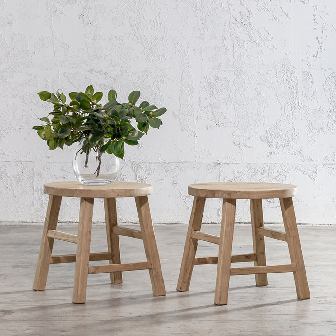 CAPRETTA ELM ROUND SIDE TABLE  |  BLEACHED BRISTLE  |  BUNDLE x 2