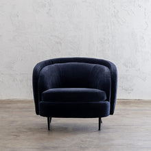 CARSON CURVE ARM CHAIR  |  MIDNIGHT INK BLUE  |  LOUNGE FURNITURE