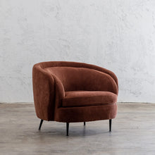 CARSON CURVE ARM CHAIR  |  TERRA RUST  |  LOUNGE FURNITURE ANGLE VIEW