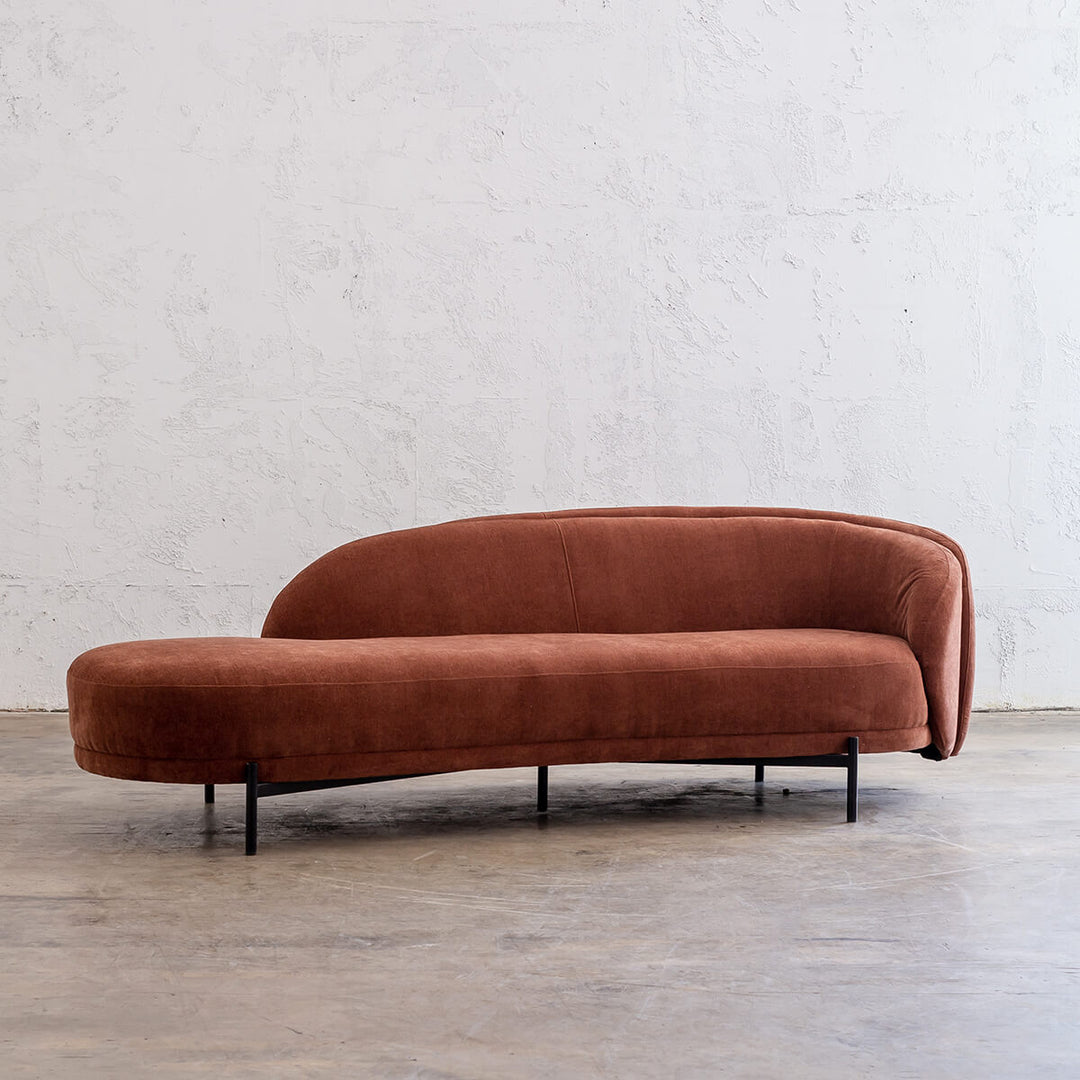 CARSON CURVE DAYBED SOFA  |  TERRA RUST TEXTURED VELOUR