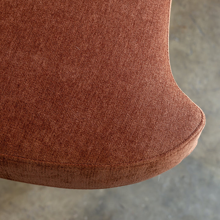 CARSON CURVE ARM CHAIR  |  TERRA RUST  |  LOUNGE FURNITURE FABRIC CLOSE UP