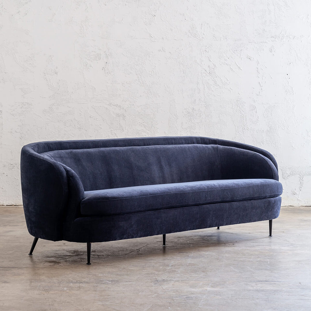 CARSON CURVE 3 SEATER SOFA  |  MIDNIGHT INK  |  LOUNGE FURNITURE ANGLE VIEW