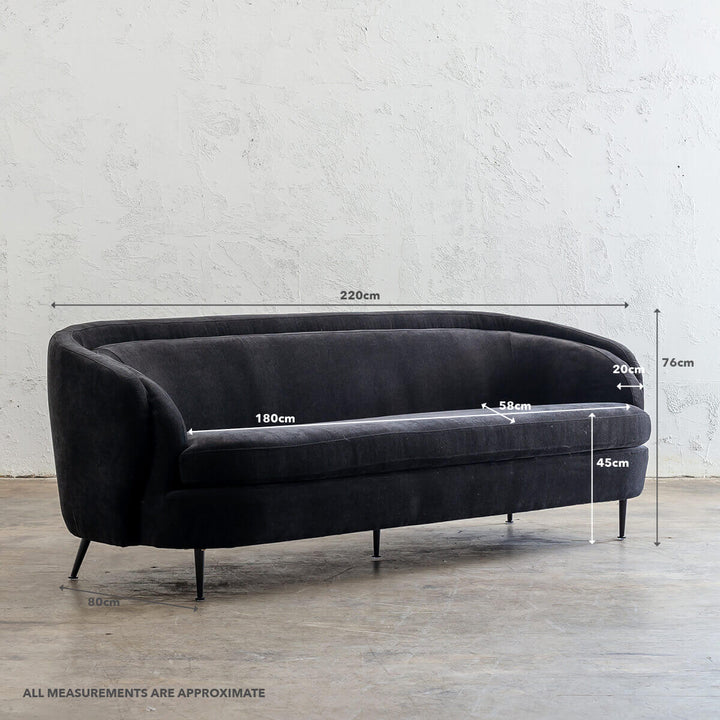 CARSON CURVE 3 SEATER SOFA  |  NOIR BLACK