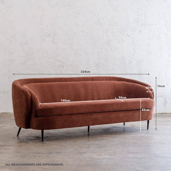 CARSON CURVE 3 SEATER SOFA  |  TERRA RUST