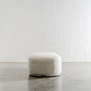 CARSON MODERNA CURVE RECTANGLE OTTOMAN  |  JOVAN DOVE END VIEW