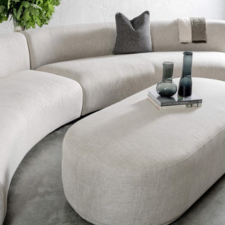 CARSON MODERNA CURVE RECTANGLE OTTOMAN  |  JOVAN DOVE WITH SOFA