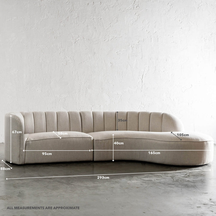 CARSON MODERNA CURVED RIBBED MODULAR SOFA  |  JOVAN DOVE NATURAL