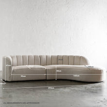CARSON MODERNA CURVED RIBBED MODULAR SOFA WITH MEASUREMENTS