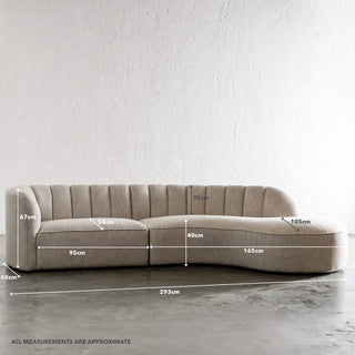 CARSON MODERNA CURVED RIBBED MODULAR SOFA  |  JOVAN EARTH
