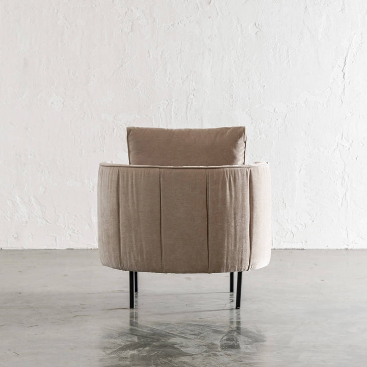 CARSON MODERNA CURVED RIBBED CHAIR  |  DESERT SAND REAR VIEW