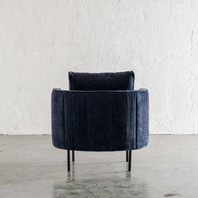 CARSON MODERNA CURVED RIBBED CHAIR  |  MIDNIGHT BLUE REAR VIEW