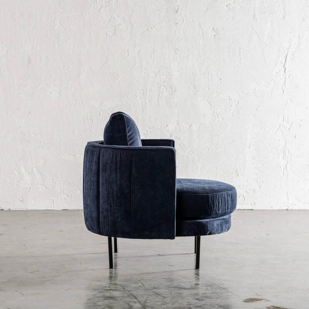 CARSON MODERNA CURVED RIBBED CHAIR  |  MIDNIGHT INK TEXTURED VELOUR
