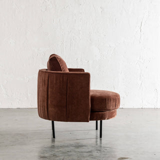 CARSON MODERNA CURVED RIBBED CHAIR  |  TERRA RUST SIDE VIEW