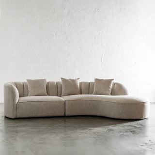 CARSON MODERNA CURVED RIBBED MODULAR SOFA  |  JOVAN EARTH WITH CUSHIONS