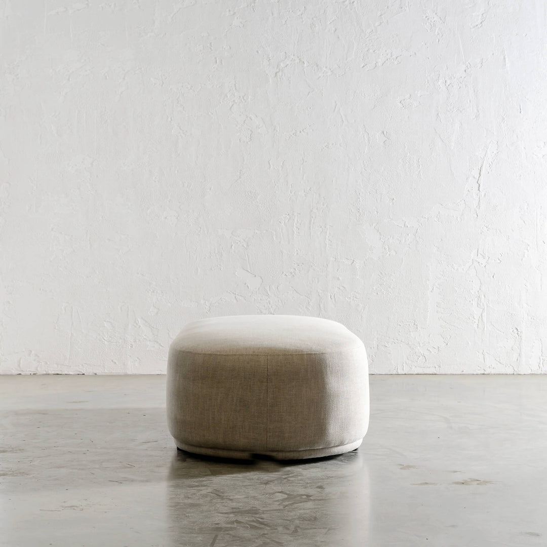 CARSON MODERNA CURVE RECTANGLE OTTOMAN END VIEW  |  JOVAN EARTH