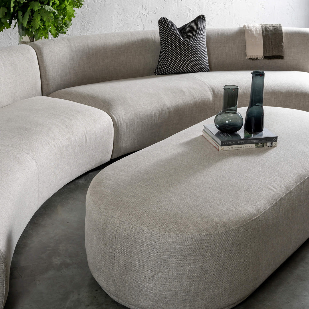 CARSON MODERNA CURVE RECTANGLE OTTOMAN  |  JOVAN EARTH WITH MODULAR