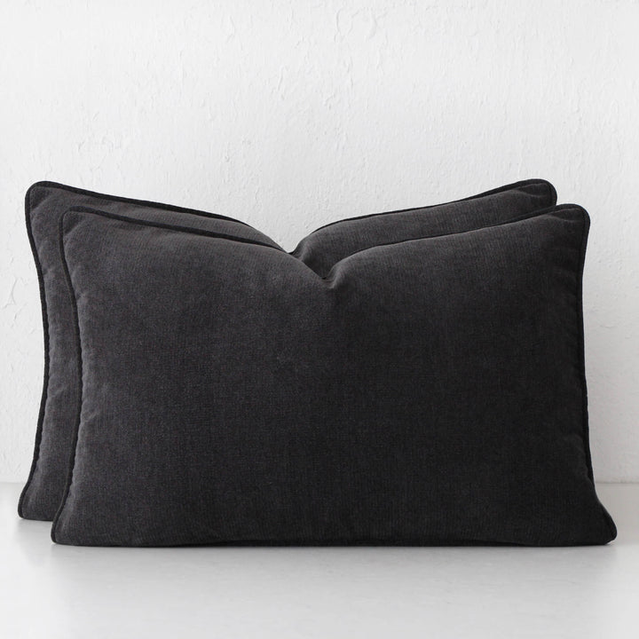 CARSON CUSHION BUNDLE X2  |  40 x 60  |  CHARCOAL TEXTURED VELOUR