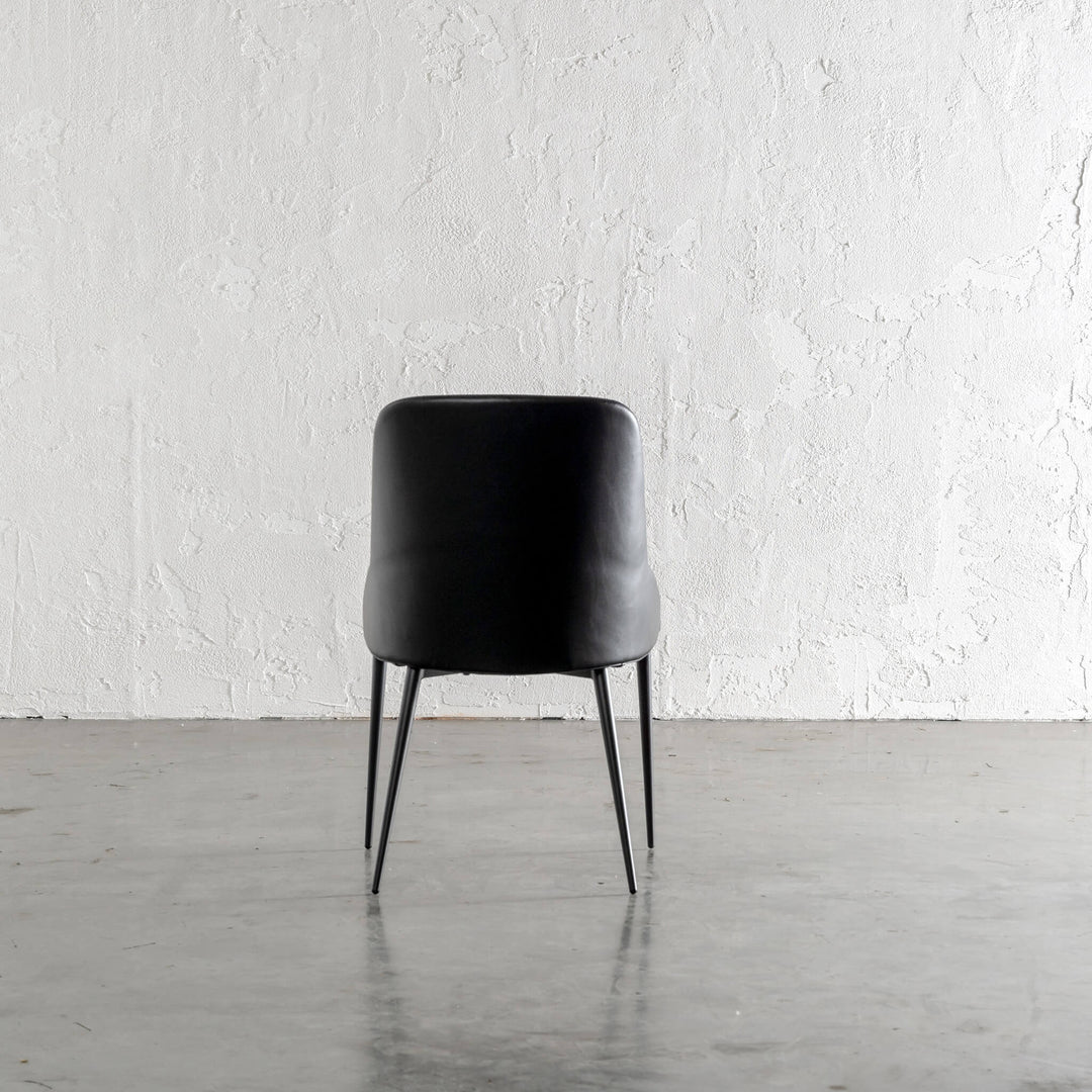 CARTER VEGAN LEATHER DINING CHAIR  |  NOIR BLACK BACK PROFILE