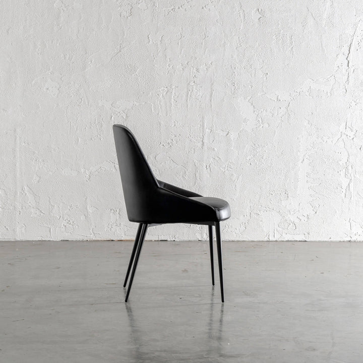 CARTER VEGAN LEATHER DINING CHAIR  |  NOIR BLACK SIDE PROFILE