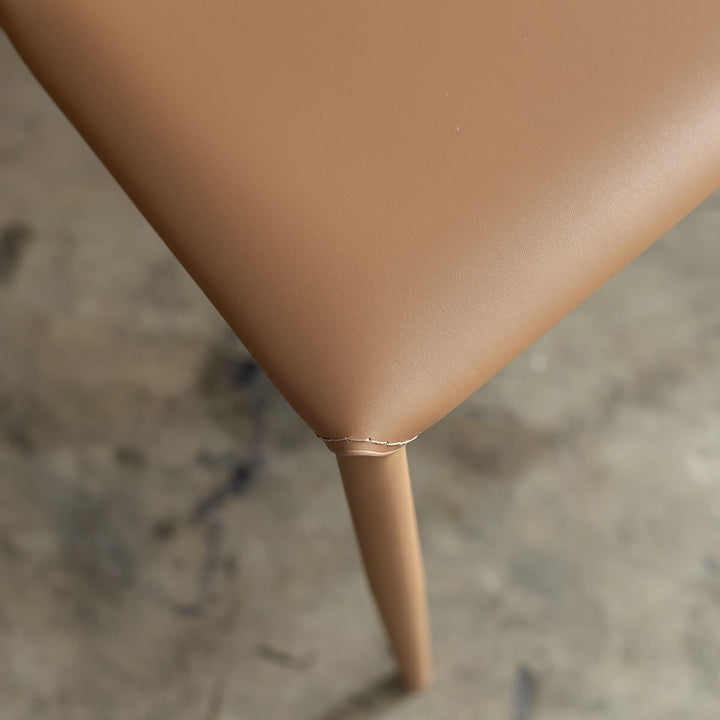 CARTER VEGAN LEATHER DINING CHAIR | SADDLE TAN CLOSE UP