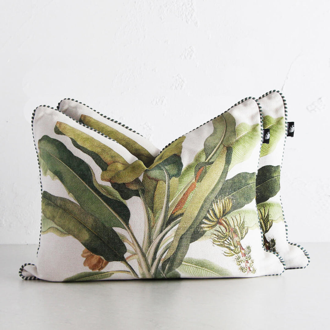 CAVENDISH FOLIAGE CUSHION BUNDLE X2  |  40 x 60  |  GREEN + WHITE