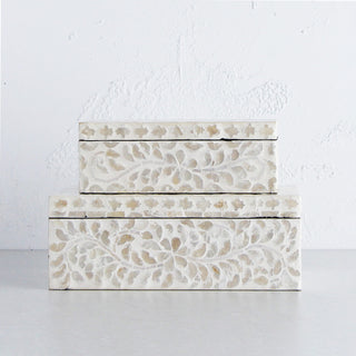 CHEYENNE INLAY BOX | LARGE + MEDIUM | IVORY | SET OF 2 JEWELLERY OR TRINKET BOXES