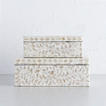 CHEYENNE INLAY BOX | LARGE + MEDIUM | IVORY | SET OF 2 JEWELLERY OR TRINKET BOXES