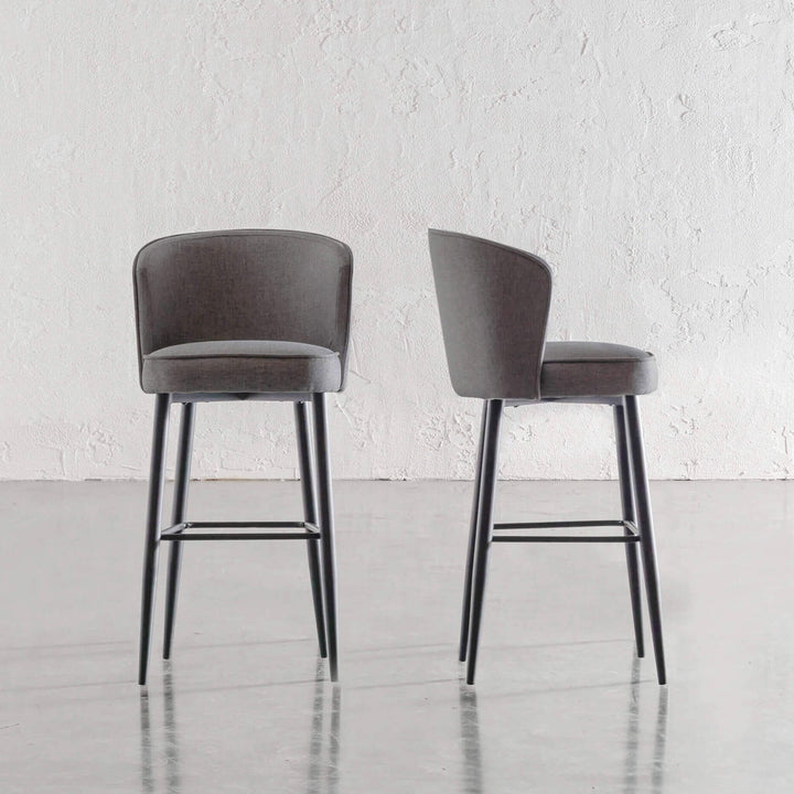 CLAUDE MODERNA FABRIC BAR CHAIR | BUNDLE X 2 | SILVER GREY  |  FRONT