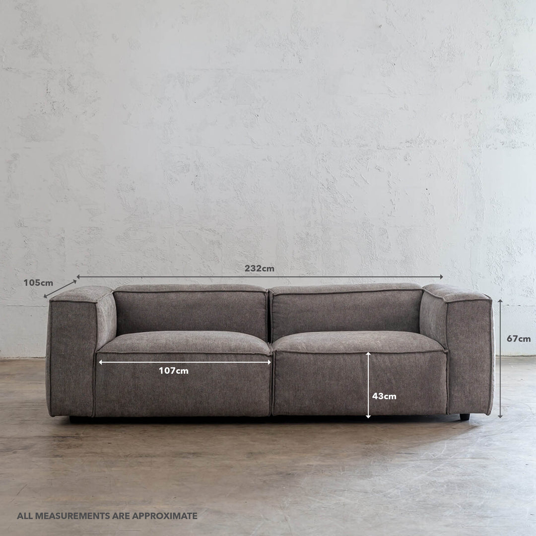 COBURG MODULAR 3 SEATER SOFA | GREYTHORN SHADOW MEASUREMENTS