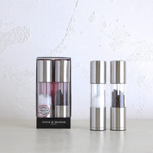 COLE & MASON  |  OSLO SALT + PEPPER GRINDER SET  |  STAINLESS STEEL WITH GIFT BOX