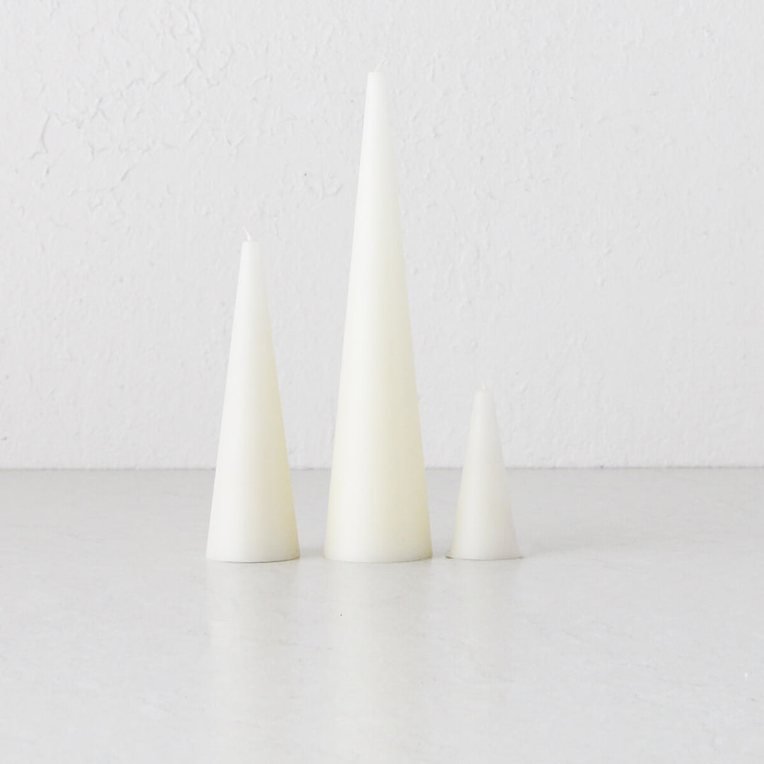 CONE CANDLE BUNDLE  |  WARM WHITE  |  SET OF 3