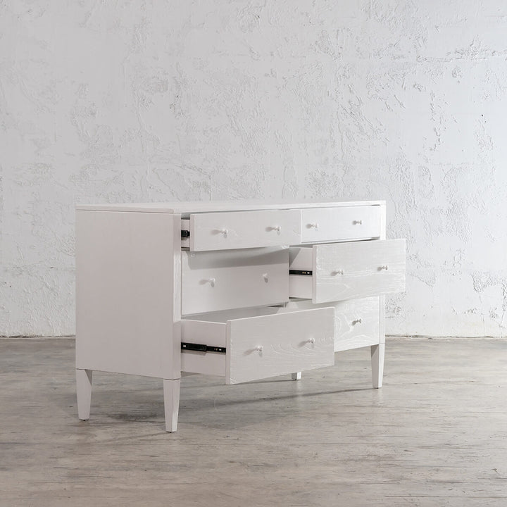 AMARA CONRAD DRESSER  |  WHITE  |  150CM DRAWERS OPEN