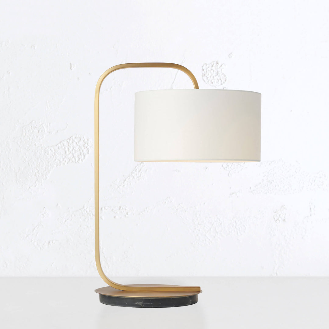 CORDELL TABLE LAMP  |  BRASS + BLACK MARBLE